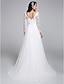 זול שמלות כלה-גזרת A צווארון V שובל קורט עשוי מתחרה שמלות חתונה עם תחרה על ידי LAN TING BRIDE® / שקוף