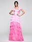Χαμηλού Κόστους Φορέματα Χορού Αποφοίτησης-Ίσια Γραμμή Χοροεσπερίδα Επίσημο Βραδινό Φόρεμα Λαιμόκοψη V Κοντομάνικο Μακρύ Σιφόν Σατέν με Με διαδοχικές σούρες 2020
