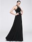cheap Evening Dresses-Sheath / Column Elegant Formal Evening Dress Halter Neck Sleeveless Floor Length Chiffon with Tassel Pattern / Print
