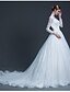 cheap Wedding Dresses-Ball Gown Scoop Neck Cathedral Train Tulle Made-To-Measure Wedding Dresses with Beading / Appliques by LAN TING BRIDE® / Open Back