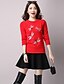 voordelige Damestruien-Dames Casual/Dagelijks Schattig Normaal Pullover Print-Roze Rood Beige Zwart Grijs Paars Ronde hals Lange mouw Katoen Herfst Winter Medium