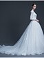 cheap Wedding Dresses-Ball Gown Scoop Neck Cathedral Train Tulle Made-To-Measure Wedding Dresses with Beading / Appliques by LAN TING BRIDE® / Open Back