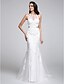 cheap Wedding Dresses-Wedding Dresses Mermaid / Trumpet Halter Neck Sleeveless Court Train Tulle Bridal Gowns With Appliques 2023