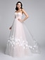 cheap Wedding Dresses-Wedding Dresses A-Line Sweetheart Sleeveless Court Train Tulle Bridal Gowns With Flower 2023