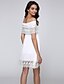 cheap Women&#039;s Dresses-Women&#039;s A-Line Dress Short Sleeve Solid Colored Mesh Summer Cotton Off Shoulder White S M L XL