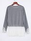 cheap Women&#039;s Blouses &amp; Shirts-Women&#039;s Daily Cotton Blouse - Patchwork Lace Gray / Fall