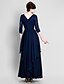 cheap Mother of the Bride Dresses-A-Line Mother of the Bride Dress Elegant Jewel Neck Floor Length Chiffon Lace Half Sleeve No with Lace Sash / Ribbon Crystals 2023