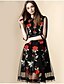 cheap Women&#039;s Dresses-Boutique S Women&#039;s Going out Street chic Swing Dress,Embroidered Round Neck Midi ½ Length Sleeve Black Polyester Summer