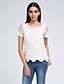 cheap Women&#039;s Blouses &amp; Shirts-Women&#039;s Blouse Shirt Solid Colored Round Neck Light Purple Light Green Beige Light Blue Short Sleeve Daily Lace Beaded Tops Streetwear / Summer