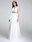 baratos Vestidos de Casamento-Vestidos de noiva Linha A Decote V Alças Regulares Cauda Escova Chiffon Vestidos de noiva Com Cristais Pregueado 2023