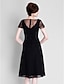 cheap Mother of the Bride Dresses-A-Line Mother of the Bride Dress Little Black Dress V Neck Tea Length Chiffon Tulle Short Sleeve with Ruched Beading 2022