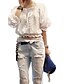 billige Bluser og trøjer til kvinder-Bateau-hals Gennemsigtig Dame Ensfarvet Sommer Sexet Gade I-byen-tøj Bluse, Rayon Polyester
