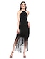 cheap Bridesmaid Dresses-Sheath / Column Bridesmaid Dress Jewel Neck Sleeveless Little Black Dress Asymmetrical Georgette with Ruffles 2022