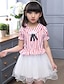 cheap Dresses-Girls&#039; Ruffle / Bow / Stripes Going out Striped Short Sleeves Dress / Cotton