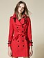 זול מעילים ומעילי גשם לנשים-בגדי ריקוד נשים בלשית לבוש יומיומי סתיו אביב ארוך מעיל דש רשמי שיק ומודרני Jackets שרוול ארוך אחיד סגנון מודרני אדום