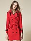 abordables Manteaux &amp; Trenchs Femme-Trench-coat Couleur Pleine Style moderne Chic et moderne Automne Printemps Revers en Pointe Longue Usage quotidien Manches Longues Manteau Veste Rouge