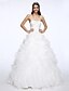 cheap Wedding Dresses-Wedding Dresses Chapel Train Ball Gown Strapless Sweetheart Organza With Beading Criss-Cross 2023 Bridal Gowns
