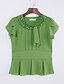 Χαμηλού Κόστους Μπλουζάκια Μεγάλου Μεγέθους-Γυναικεία Μπλούζα Μονόχρωμο Καθημερινά Πλισέ Με Βολάν Κοντομάνικο Άριστος Κομψό στυλ street Πράσινο Λευκό