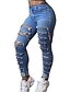 baratos Calças de mulher-Mulheres Moda de Rua Diário Delgado Justas / Skinny Jeans Chinos Calças Sólido Azul S M L