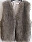 cheap Women&#039;s Coats &amp; Trench Coats-Women&#039;s Plus Size / Party/Cocktail Sexy / Simple Fur Coat,Solid V Neck Sleeveless Fall / Winter White / Gray / Yellow