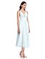 cheap Bridesmaid Dresses-A-Line V Neck Tea Length Lace Bridesmaid Dress with Sash / Ribbon by LAN TING BRIDE®
