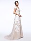 baratos Vestidos de Casamento-A-Line V Neck Sweep / Brush Train Tulle / Floral Lace Made-To-Measure Wedding Dresses with Sequin / Appliques / Button by LAN TING BRIDE® / Wedding Dress in Color