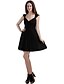 זול שמלות קוקטייל-גזרת A / צמוד ומתרחב סירה מתחת לכתפיים קצר \ מיני שיפון שמלה שחורה קטנה מסיבת קוקטייל שמלה עם קפלים על ידי TS Couture®