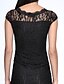 cheap Women&#039;s Dresses-Women&#039;s Work Bodycon Dress - Solid Colored Lace V Neck Summer Black M L XL