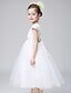 cheap Flower Girl Dresses-Ball Gown Ankle Length Flower Girl Dress - Polyester Organza Satin Short Sleeves Jewel Neck with Beading