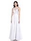 cheap Bridesmaid Dresses-A-Line Jewel Neck Floor Length Organza Bridesmaid Dress with Beading / Appliques / Sash / Ribbon by LAN TING BRIDE®