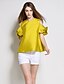 billige Bluser og trøjer til kvinder-Kortærmet Rund hals Medium Dame Gul Ensfarvet Sommer Simpel I-byen-tøj Bluse,Polyester
