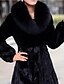 olcso Női kabátok és ballonkabátok-Nagy méretek Egyszerű Téli-Női Szőrmekabát,Egyszínű Hasított rever Hosszú ujj Fekete Rókaprém Közepes vastagságú