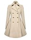 cheap Women&#039;s Coats &amp; Trench Coats-Women&#039;s Coat Going out Fall Winter Long Coat Crew Neck Regular Fit Basic Streetwear Jacket Solid Color Khaki Black / Spring / Work