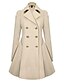 voordelige Damesjassen &amp; trenchcoats-Dames Jas Uitgaan Herfst Winter Lang jas Strakke ronde hals Normale pasvorm Basic Street chic Jacks Effen Kleur Khaki Zwart / Lente / Werk