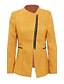 abordables Vestes Femme-Veste Couleur Pleine Automne Printemps Col Rond Court Manteau Quotidien Manches Longues Veste Vin / Coton