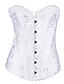 זול Korzety a tvarovací prádlo-Women&#039;s Lace Up Plus Size / Overbust Corset - Jacquard White Black S M L / Sexy