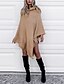 voordelige Damestruien-Dames Informeel Street chic Cut Out Effen Cloak / Capes Katoen Lange mouw Vleermuismouw Lang Trui Cardigans Coltrui Herfst Winter Khaki Grijs