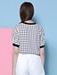 cheap Women&#039;s Blouses &amp; Shirts-I&#039;HAPPY Women&#039;s Going out Cute Summer T-shirtCheck Round Neck Short Sleeve Black Polyester / Spandex Opaque