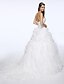 cheap Wedding Dresses-Wedding Dresses Chapel Train Ball Gown Strapless Sweetheart Organza With Beading Criss-Cross 2023 Bridal Gowns