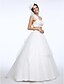 cheap Wedding Dresses-A-Line Two Piece One Shoulder Sweep / Brush Train Lace Tulle Wedding Dress with Flower by LAN TING BRIDE®
