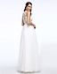 cheap Wedding Dresses-Wedding Dresses Floor Length A-Line Sleeveless Illusion Neck Tulle With Bowknot 2023 Bridal Gowns