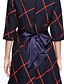 cheap Women&#039;s Dresses-Women&#039;s Work Casual Loose / Sheath / Skater Dress - Color Block / Plaid Bow Fall Cotton Blue L XL XXL