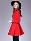 voordelige Damesjassen &amp; trenchcoats-Vrouwen Street chic Winter Peacoats,Casual/Dagelijks Opstaand-Lange mouw Rood / Geel Effen Medium Wol / Katoen