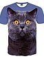 preiswerte Lässige T-Shirts für Herren-Herren T Shirt Tier Blau Kurzarm Formal Täglich Bedruckt Oberteile / Sport