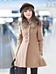 cheap Women&#039;s Coats &amp; Trench Coats-Women&#039;s Going out / Work Vintage Wool Coat - Solid Colored Shirt Collar / Fall / Winter