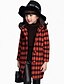 זול מעילים-ז&#039;קט ומעיל שרוול ארוך משובץ שחור לבן בנות ילדים / פעוטות