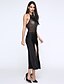 cheap Women&#039;s Dresses-Women&#039;s Sexy Stretchy Sleeveless Maxi Dress Sheer Halter Party Gown Bodycon Dress