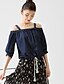 billige Bluser og skjorter til kvinner-Rayon Spandex Solid Løse skuldre Bluse Ensfarget Sommer Enkel Ut på byen Dame