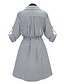 abordables Robes Femme-Femme Robe chemise Printemps Automne - Vêtement de rue Rayé Col de Chemise Bleu XL XXL 3XL 4XL 5XL