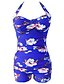 cheap Women&#039;s Swimwear &amp; Bikinis-Women&#039;s Swimwear One Piece Plus Size Swimsuit Print Floral White Light Green Red Blue Orange Plunging Neck Bathing Suits Vintage